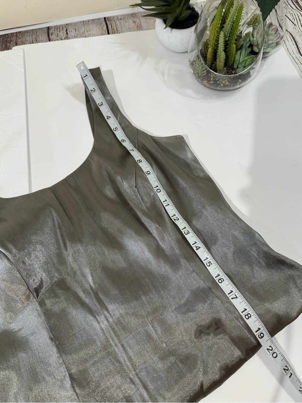 dressbarn Collection Metallic Silver Fitted Blazer & Camisole Top 8 - Picture 7 of 16